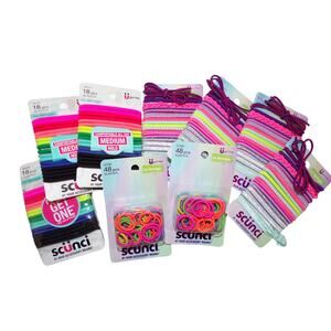 Scunci Hair Elastics Lot Girls Bright Colors Still on Cards NEW #35